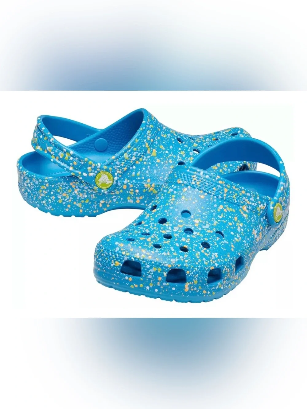 CROCS Kids’ Classic Splatter Paint Clog, Size 12, Blue, Water Resistant